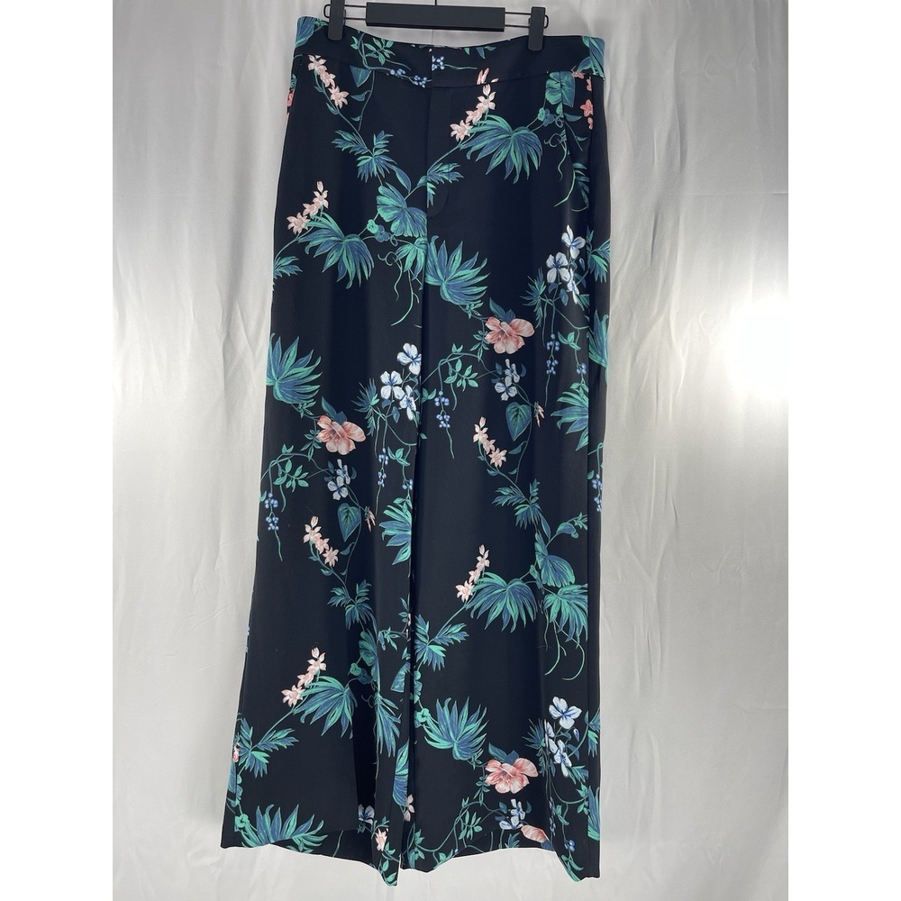 Banana Republic floral leaf vine wide leg Tropical flowy pant Size 12 Resortwear